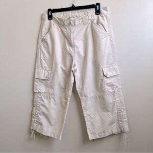 Woolrich Womens Pants Light Beige stone Cargo Pocket Cropped Lightweight Size 8
